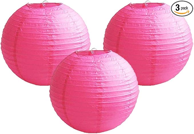 Pack of 3 Paper Lantern Lampshade Party Birthday Baby Shower Wedding Celebration Decoration (Hot Pink, 4" (10cm))