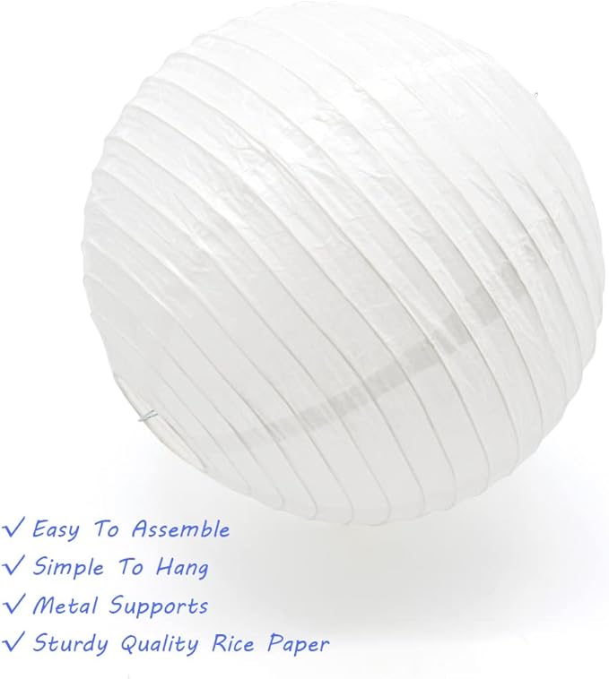 3pcs Paper Lanterns Decorative Round Chinese Paper Lanterns for Birthday Halloween Wedding Baby Bridal Shower Home Decor Party Decoration (12in/White)