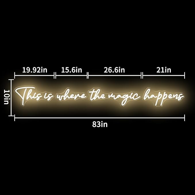 Super Large This Is Where The Magic Happens Neon light, 83” This Is Where The Magic Happens Neon Sign Large with Remote Dimmer, Neon Light Signs for Wedding, Birthday, Christmas Party, Warm White