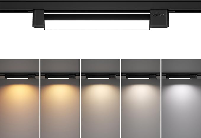 5 Color Linear H Track Lighting Heads H Type Track Light Heads Dimmable LED Track Lighting Fixtures Ceiling Spotlight, H Style Track Heads for H Track Lighting Rails - Black CRI90 15W 1 Pack