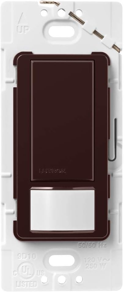 Lutron Maestro Motion Sensor Light Switch Indoor for Bathroom, Garage, Laundry Room, Any Bulbs, Occupancy Vacancy Sensor, Single-Pole, MS-OPS2-BR, Brown