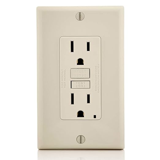 Leviton GFCI Outlet, 15 Amp, Self Test, Non Tamper-Resistant with LED Indicator Light, Protection from Electric Shock and Electrocution, GFNT1-T, Light Almond