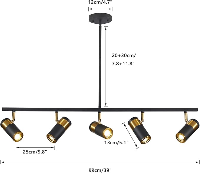 5-Light Ceiling Track Lighting Adjustable LED Track Lighting Kit Gold and Black Industrial Ceiling Spot Lighting for Kitchen Farmhouse Accent Lighting…