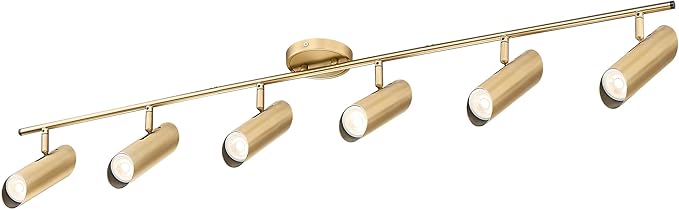 FEMILA LED Track Lighting, 50" Track Lighting Fixtures, Rotatable Kitchen Track Lights, Brass Gold Finish, GU10 Base, 4FS79TL-6 BG