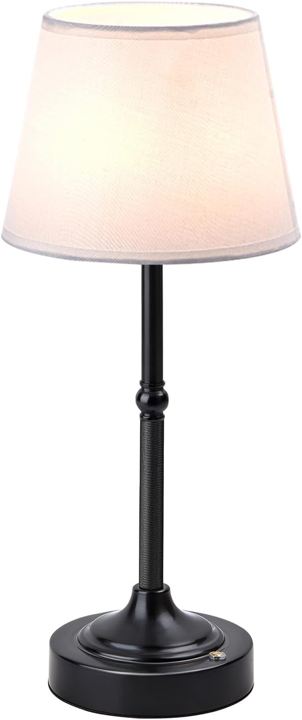 LUTEC Cordless Table Lamp, Battery Operated Lamp with 3 Color Temps and Stepless Dimming, 5200mAh Portable Rechargeable Table Lamp for Restaurant/Bedroom/Bars/Outdoor (Black)