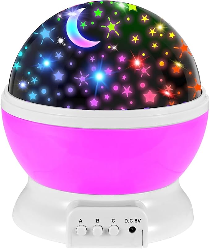 LED Night Light Projector, Room Decor for Girls Bedroom, Room Lights for Bedroom, LED Star and Moon Light Projector, Christmas Lights Indoor for Best Friend Gift.（Pink）