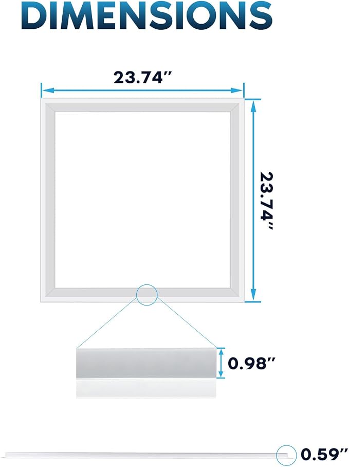 LUXRITE 2x2 FT Edge-Lit Frame LED Panel Lights, 5CCT Selectable 3000K-6500K, 2600/3900/5200LM, 20W/30W/40W Switch, Grid Drop Ceiling Lights, 0-10V Dimmable, Damp Rated, 100-277V, ETL Listed