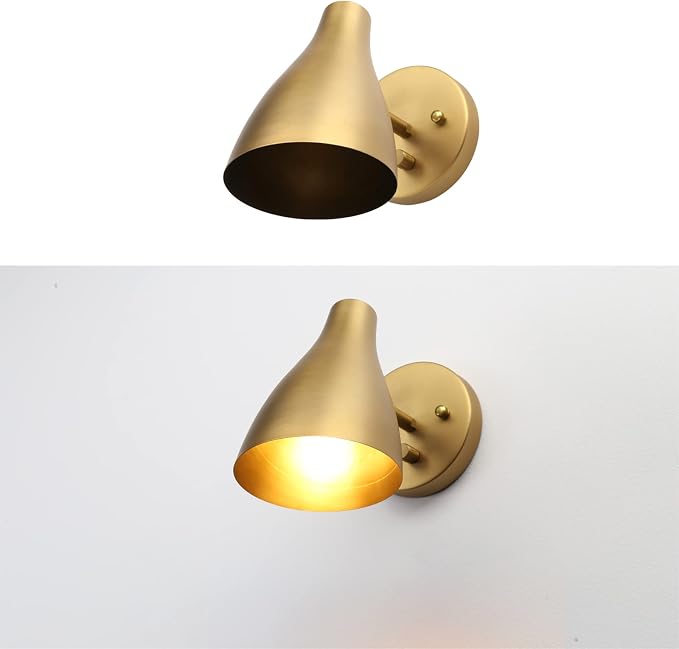 Set of 2 Adjustable Wall Sconce with Dimmer Switch | Vintage Wall Vanity Lighting, Hardwired Metal Wall Light Lamp for Bedside Living Room Kitchen Sink Farmhouse