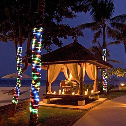 New Upgraded Solar Rope Lights Outdoor Waterproof 105ft 300 LED Solar String Lights with Remote Timer Dimmable 19 Modes Christmas Lights for Pool Yard Outside Patio Xmas Tree Decor (300LED-Multicolor)