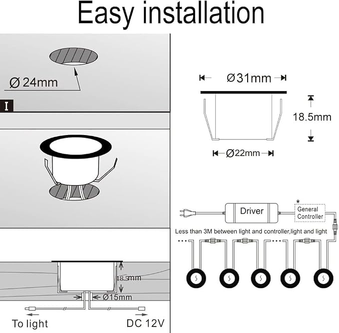 Sumaote LED Deck Lights Kit, 20 Pack 1.22" WiFi Smart RGBW+IC Multicolor | Recessed Low Voltage 12V IP67 Waterproof, App Control Dynamic Color Changing, for Outdoor Step Stair Garden Yard Landscape
