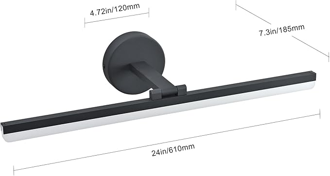 24inch LED Modern Black Bathroom Vanity Lighting Fixtures Over Mirror Vanity Light for Bath Matte Black Wall Sconce Lights for Bathroom (White Light 6000K)