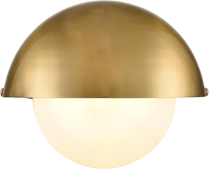 YUBOLE Mid Century Wall Sconce Gold Bathroom Vanity Light Over Mirror | Adjustable Metal Shade and Milky Glass Globe, G9 Based(Bulb Included) Indoor Wall Lamp for Bathroom Bedroom Kitchen Staircase