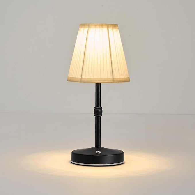 3000mah Battery Powered Lamp for Home,Small Cordless Lamps Rechargeable,3 Color Temperature 5W LED Touch Lamp Battery Operated Table Lights,Wireless Lamps for Tables,Kitchen,Living Room (Black,H11”)