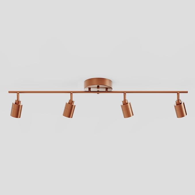 Shura Brushed Copper 4-Light Track Light with Rotatable Heads, Integrated LED Bulbs, 3 ft. Track Lighting Kit, 3000k, 2240 Lumens