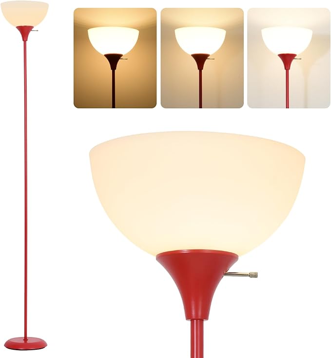 Standing Lamp, Floor Lamp, Dimmable Floor Lamps for Living Room Bedroom Study Office Kid’s Room (Red)