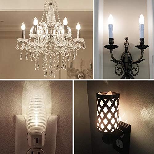 Emotionlite Night Light Bulbs, C7 Candelabra LED Light Bulbs, E12 Chandelier Base, 4W 5W 6W 7W Incandescent Equivalent, Neutral White, 5000K, Clear, 4 Pack