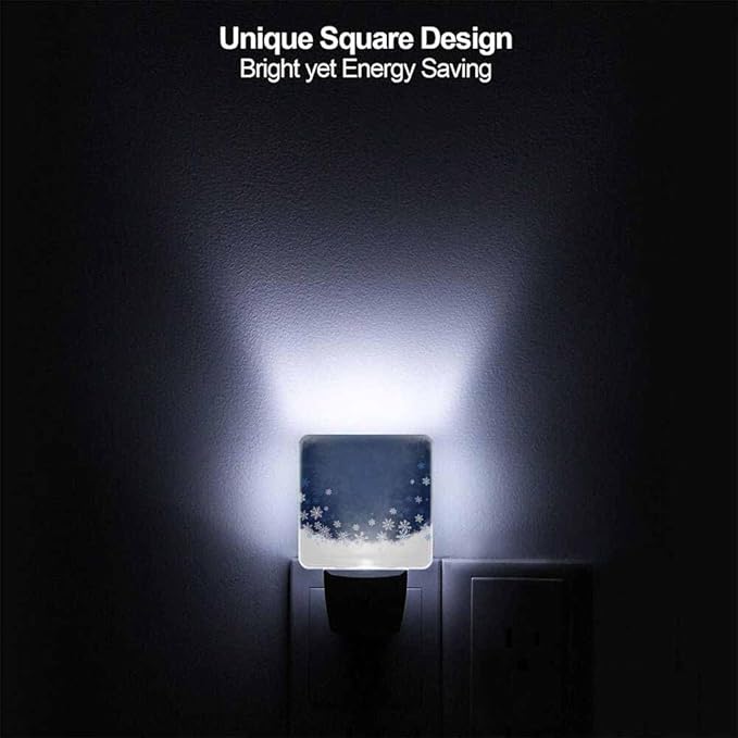 Snowflakes Night Light Plug-into Wall Merry Christmas A Snowy Winter Nightlight Lamp with Dusk to Dawn Sensor, Led Lamp 0.5W Energy Efficient for Home Decor