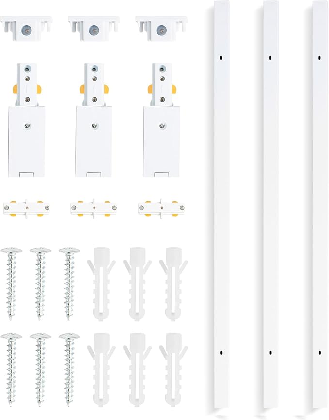 VANoopee 10FT H Track Lighting Rails Kit, White | H Type Rails with End Caps and Live End Feed Connector, Compatible with Single Circuit 120V H Style Track System & LED Heads