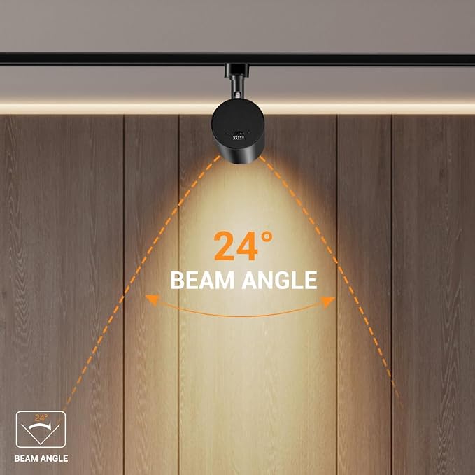 VANoopee 5-Color J Type Track Lighting Heads Dimmable, Black, Pack of 6 | LED Track Light Heads Bright Rail Ceiling Spotlight Fixtures Accent Task, 2700K-6000K, Flicker Free CRI90+ 24° 10W 800lm