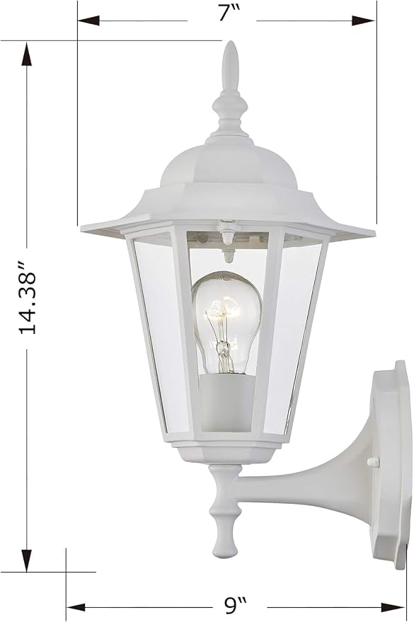 WISBEAM 2 Pack Outdoor Wall Light, White Wall Sconce for House Porch Lighting Fixture, E26 Base 60W Max, Metal Housing Plus Glass, Wet Location Rated, ETL Qualified, Bulbs not Included