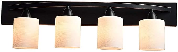 4-Light Bathroom Vanity Light Fixture – Oil Rubbed Bronze | Modern Frosted glass shades with E26 socket. Matte Wall sconce lighting perfect over mirror, kitchen, hallway, or entryway