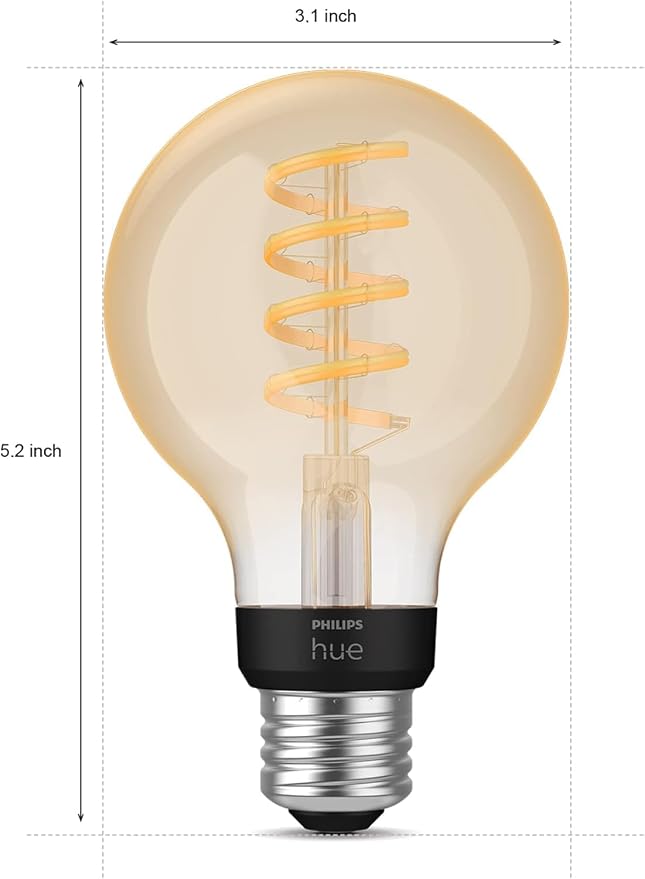 Philips Hue Smart 60W G25 Filament LED Bulb - White Ambiance Warm-to-Cool White Light - 1 Pack - 550LM - E26 - Indoor - Control with Hue App - Works with Alexa, Google Assistant and Apple Homekit