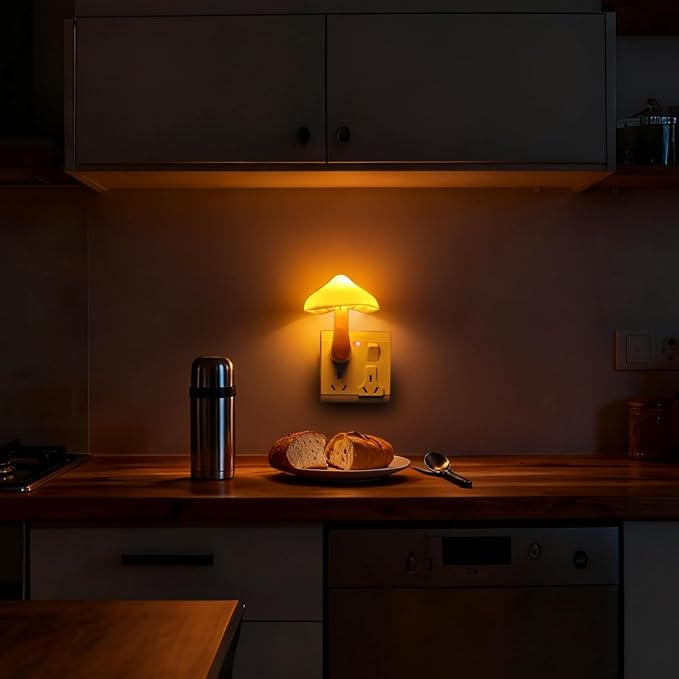 AUSAYE Sensor LED Night Lights for Adults Kids NightLight Cute Mushroom Night Light Plug in Wall Lamps for Bedroom, Bathroom,Toilet, Stairs, Kitchen, Hallway Corridor Warm Yellow