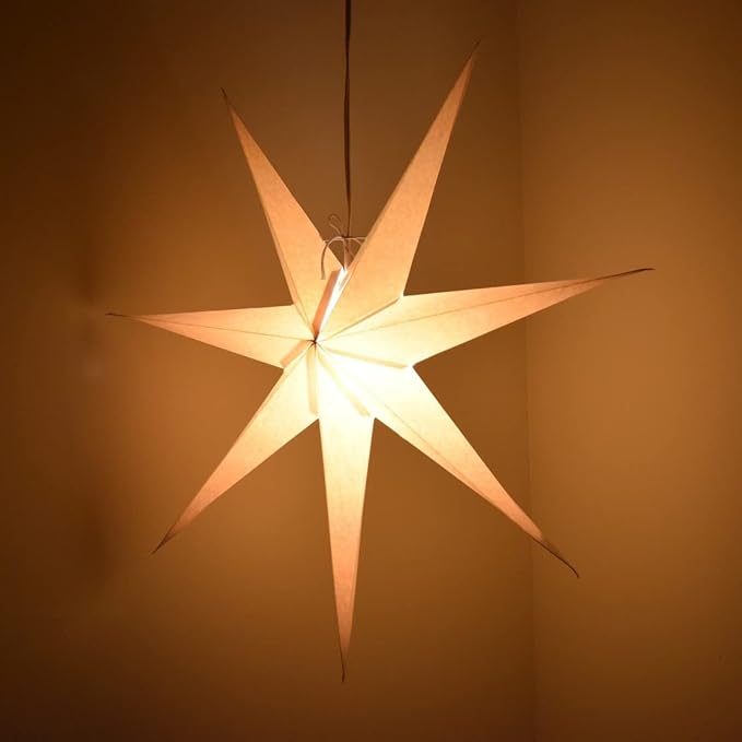 7 Pointed White Paper Star Lantern with 12 Foot Power Cord Included