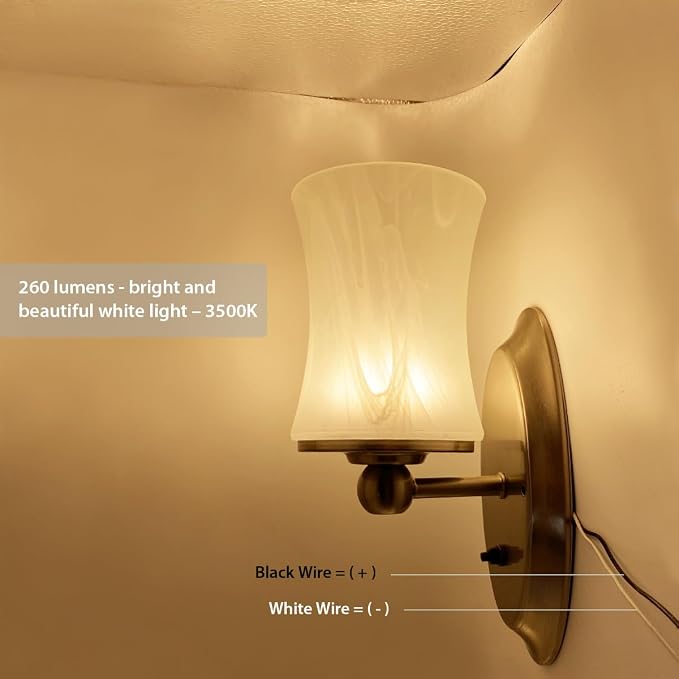 12V RV LED Wall Sconce with Glass Lampshade RV Interior Wall Decor Light with Switch 3500K Warm White Lighting, 1 Light
