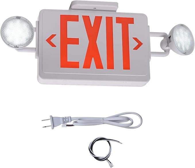Emergency Exit Sign with Lights Battery backup, 200lm 3Hours Plug in Red Exit Signs with Emergency Lights for Business, Battery Operated,UL 924 AC85-277V
