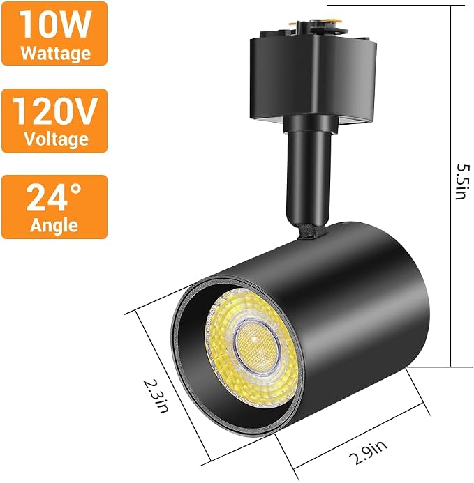 L Type LED Track Lighting Heads 5 Color, 10W Black 4 Pack | Dimmable Track Light Heads, Kitchen Fixture Ceiling, 2700K 3000K 4000K 5000K 6000K Adjustable, Flicker Free CRI90+ 24° 800lm