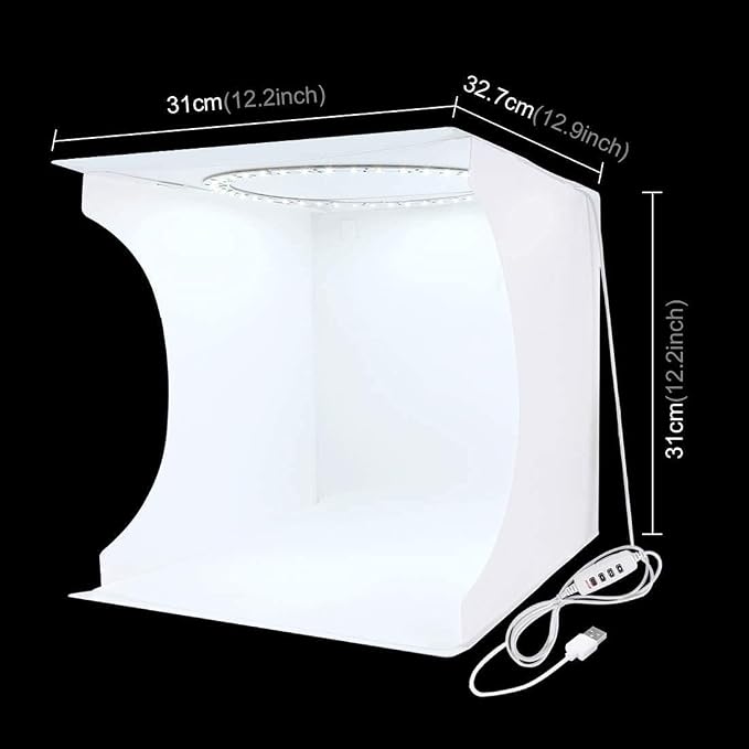 PULUZ Photo Studio Light Box, Portable Folding Photo Light Box with Ring Light and 6 Colors Backdrops,Light Box Photography for Small Size Products