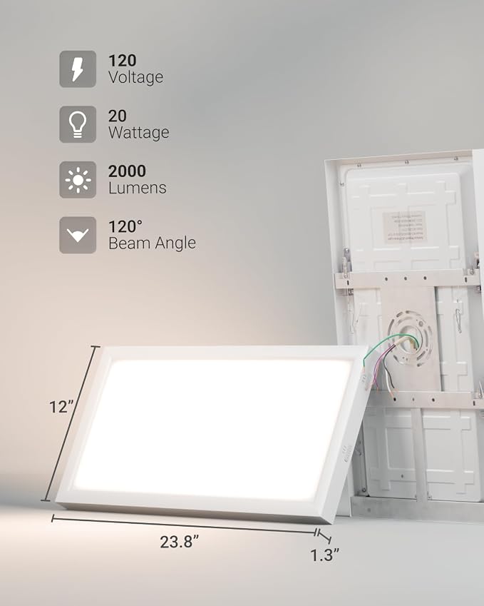 Sunco 12 Pack 1x2 LED Flat Panel Lights, 3CCT Selectable 16-20W, Dimmable | 2000LM, Selectable Wattage 16W/18W/20W, CCT 3500K/4000K/5000K, Office and Drop Ceiling Lighting Troffer Replacement