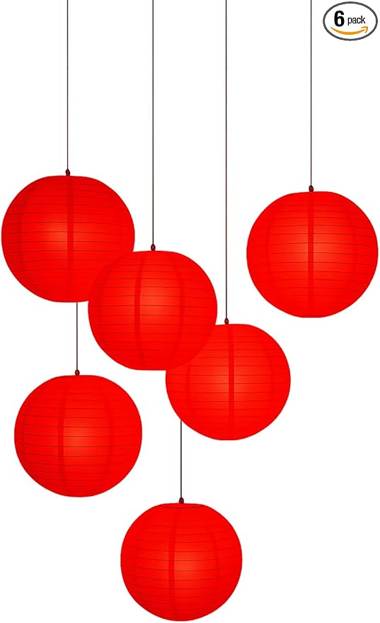 Matissa 12"(30CM) Pack of 6 Paper Lantern Wedding Party Decoration Craft Lamp Shade (Red)