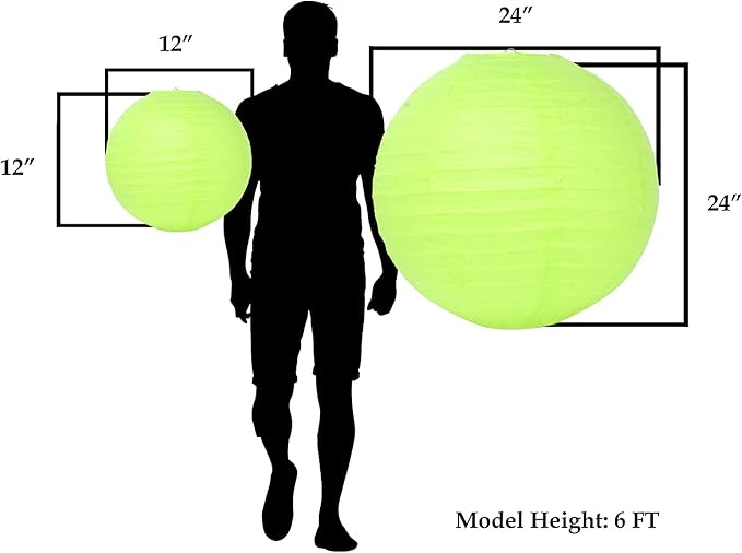 Mudra Crafts Lime Green Paper Lanterns Wedding Party Decorations - 12 in 10 Round Hanging Ceiling Lanterns, 10 Pack, Decorative Lamp Shades