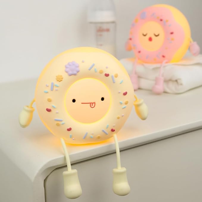 Doughnut Night Light - Kawaii Donut Bedside Night Lamp Desk Decor USB Recharging, Delay-off Bedroom Sleep Light, Cute Gifts for Girls, Boys, Teens, Friends Birthday, Thanksgiving, Christmas