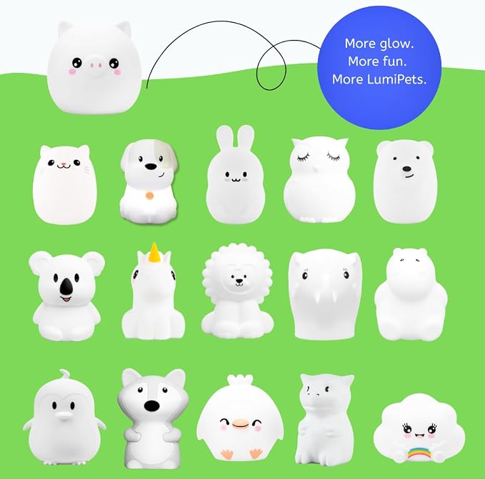 Pig Night Light with Remote, Squishy Silicone Lamp for Kids | Tap Control | Rechargeable 9-Color Changing Soft Glow | Nursery Nightlight for Kids | Portable Animal Nightlight | USB Cord