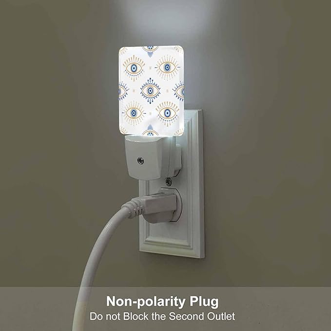 LED Night Light,Evil Eye Pattern LED Night Light Plug into Wall with Dusk to Dawn Light Sensor White Energy Efficient Nightlight for Bedroom Bathroom Hallway Living Room Kitchen