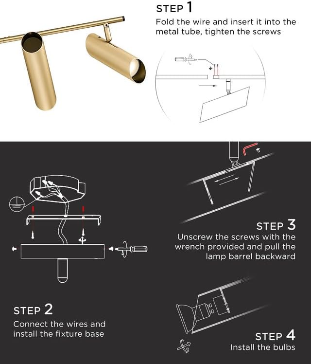 FEMILA 44" Adjustable LED Track Light - 4000K Gold Ceiling Track Lighting Fixture, 350 Degree Rotatable | Modern Kitchen Track Lights | Versatile LED Track Lighting Kit, 4FS79TL-5 BG