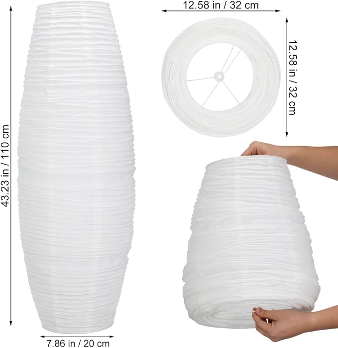 Uonlytech Paper Floor Lamp Shade Replacement, Foldable Standing Lampshade Japanese Style Paper Floor Light Cover Accessories for Bedroom Floor Light, White