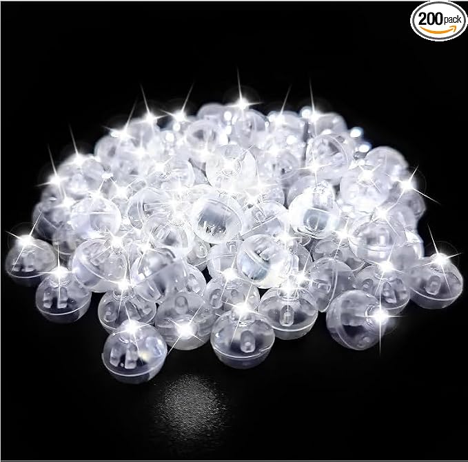 200Pcs Mini LED Ballon Lights Long Standby Time Waterproof Mini Light,Round Ball Lamp for Latex Balloon Paper Lantern Party Wedding Festival Christmas Halloween Decorative(White)