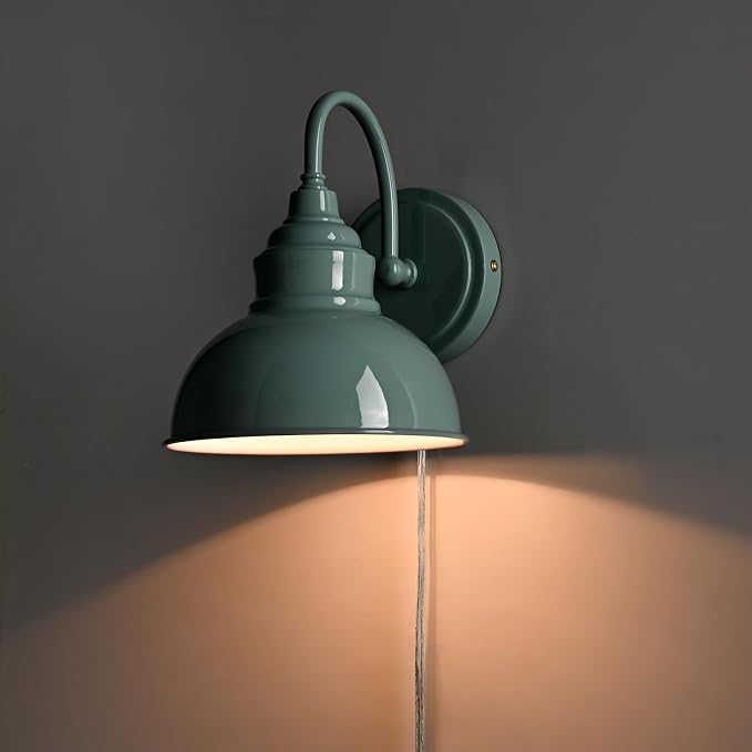 Mini Gooseneck Wall Sconce, 2-Way Mount with Switch, Macaron Green | Flexible Gooseneck, Plug-in & Hardwired Dual Installation, On/Off Switch Included, Fits Bedroom, Corridor, Porch