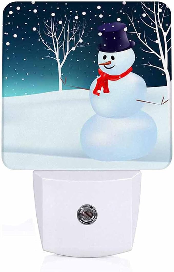 LED Night Light Lamp with Smart Sensor Dusk to Dawn Sensor,Snowman Christmas Tree Night Light Daylight White,0.5W Plug-into Wall for Adults,Bedroom,Bathroom,Hallway,Kitchen