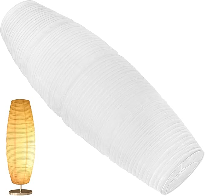 Uonlytech Paper Floor Lamp Shade Replacement, Foldable Standing Lampshade Japanese Style Paper Floor Light Cover Accessories for Bedroom Floor Light, White