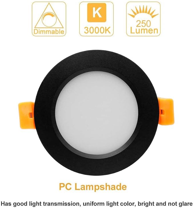 2 Inch LED Recessed Lighting, Dimmable Downlight 3W(35W Halogen Equivalent), CRI80, 3000K Warm White Ceiling Light with LED Driver(1 Pack)