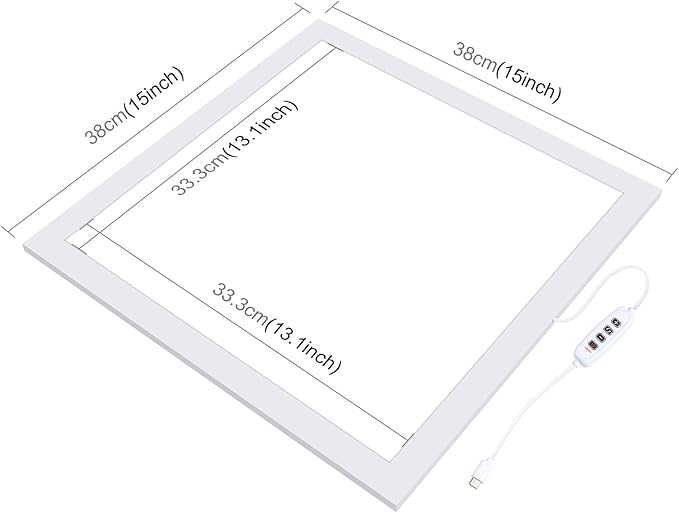 PULUZ Photo Studio Fill Light LED Shadowless Light Panel 15in X 15in / 38 x 38cm Dimmable Photography Softbox Bottom Light for Food Jewelry Cosmetic Crafts US Plug