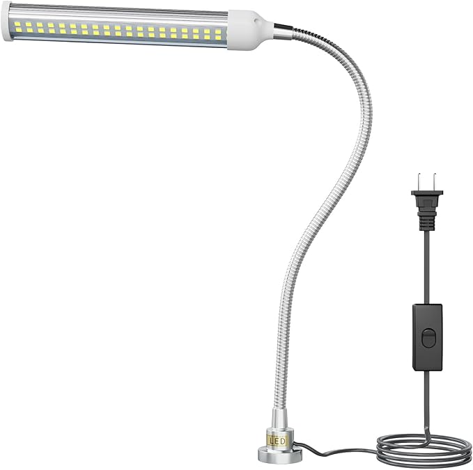 LED Magnetic Work Light, 15W high Brightness,Flexible Gooseneck lamp with Strong Magnetic Base for Lathe Milling Drill Press Industrial 1500lums Lighting 110-230V