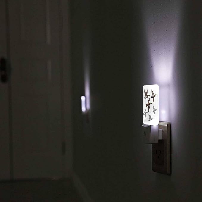 LED Night Light Plug into Wall with Dusk to Dawn Light Sensor White Energy Efficient Duck Mallard Wild Bird Nightlight for Bedroom Bathroom Hallway Living Room Kitchen