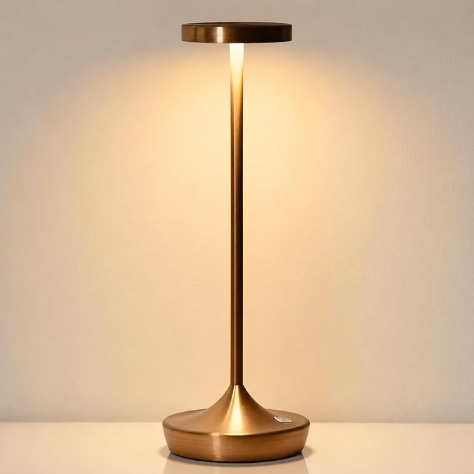 Cordless LED Table Lamps, Rechargeable 6000mAh, 72H Runtime, Waterproof | Stepless Touch Dimming with 3 Color Modes & Memory Function for the Perfect Ambiance at Home, Restaurants & Patios (Bronze)