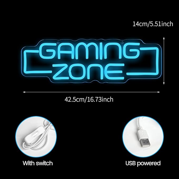 Gaming Zone Neon Sign,Game Zone Neon Sign for Teens Gamer Room Decor，Gaming Light Neon Sign for Gaming Wall Decor，Led Neon Gaming Sign for Gamer Gifts Boys
